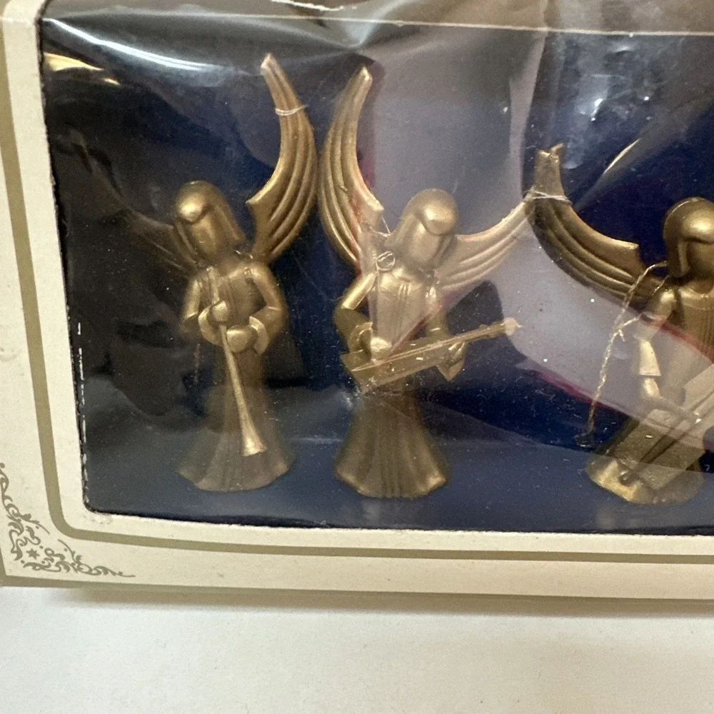 Shiny Brite 4 Christmas Angel Musical Band Gold Plastic NEW in Package